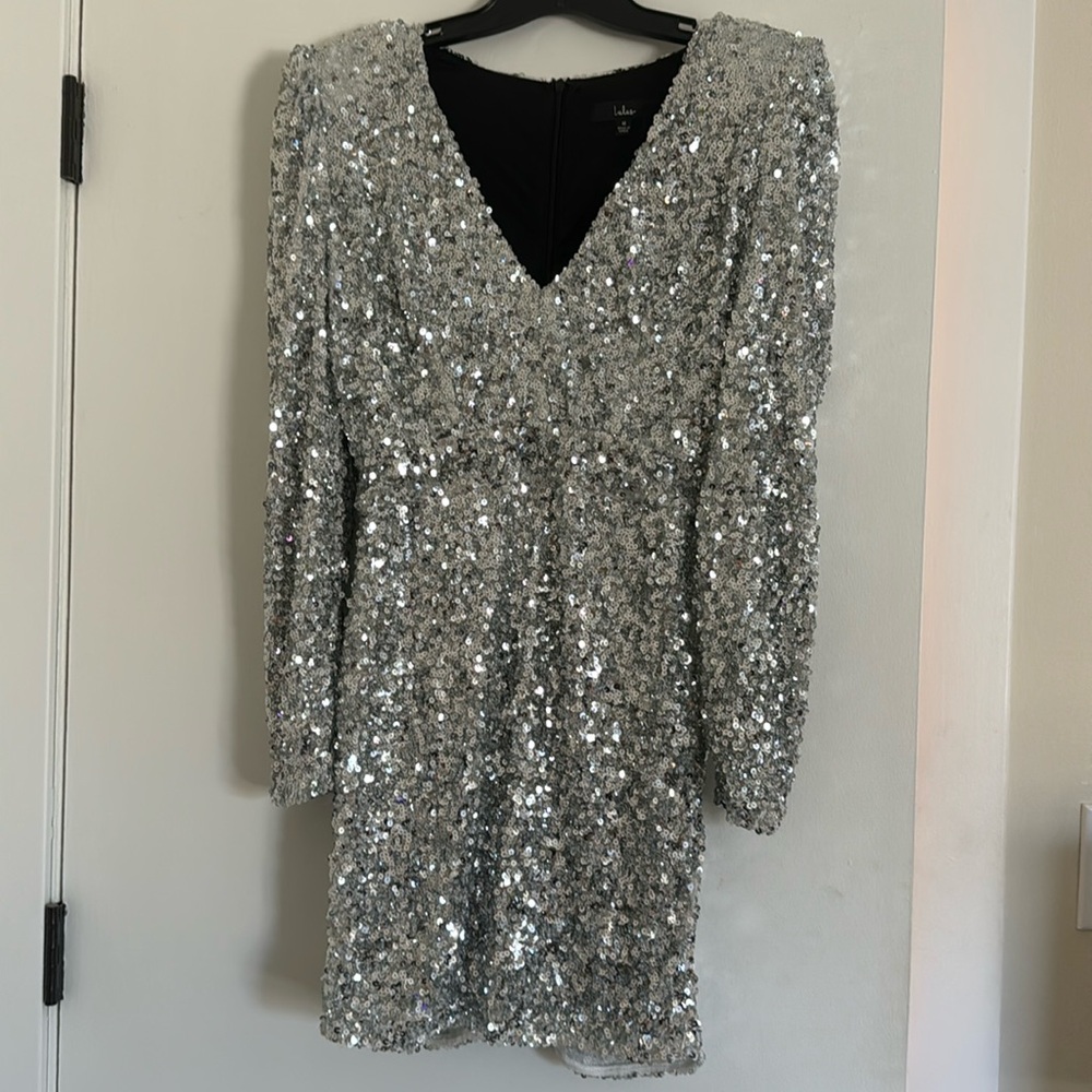 Never been worn Lulu’s Brand New You Sequin Bodycon Mini Dress- silver